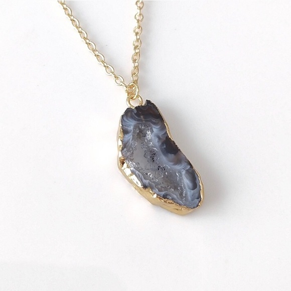 SOLD! Gold Plated Druzy Sliced Geode - Picture 4 of 5